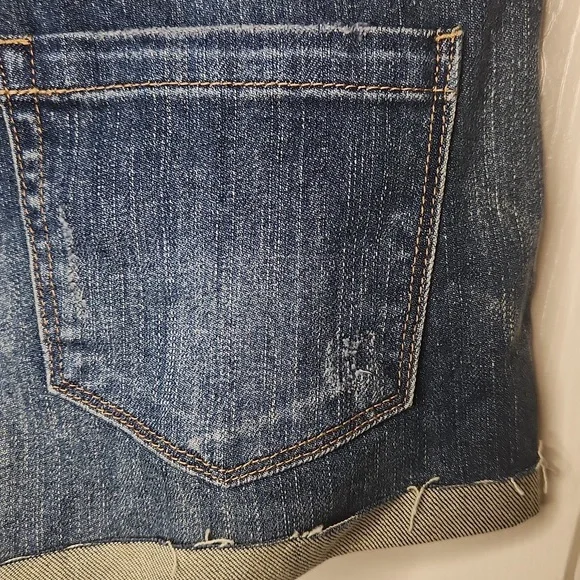 NWT Nordstrom The Fulton Blanknyc Roll Up Distressed Denim Blue Shorts Size 24 - Picture 9 of 13